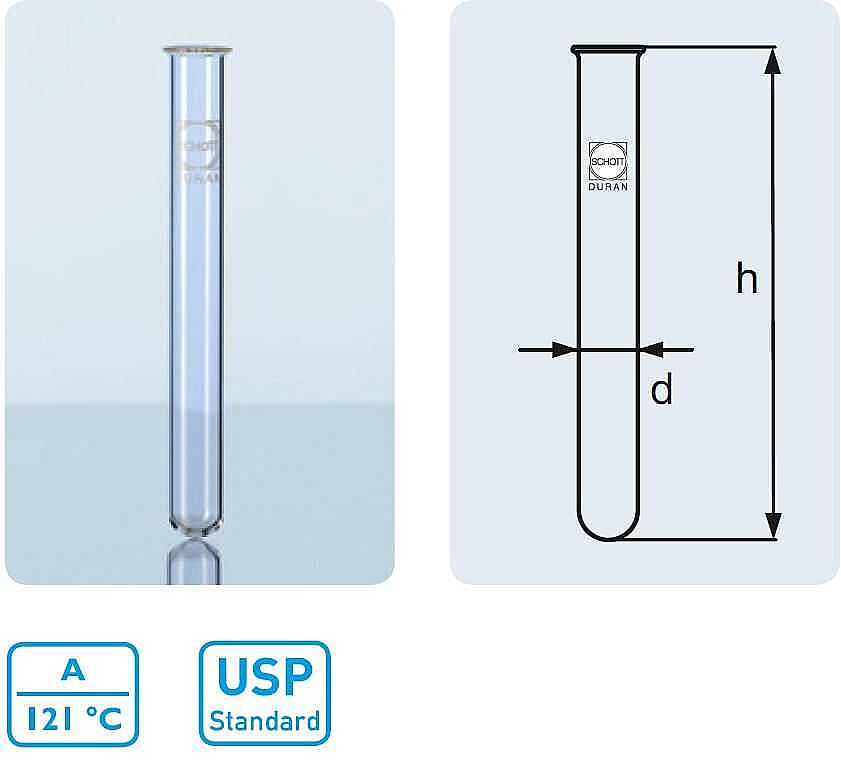 Deney tüpü, DURAN, düz ağızlı 8 x 70 mm 100 adet - 1