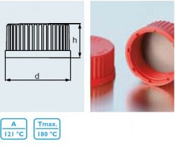 duran wheaton kimble - Lab. Şişesi İçin kırmızı vidalı Teflon Kapak GL14 