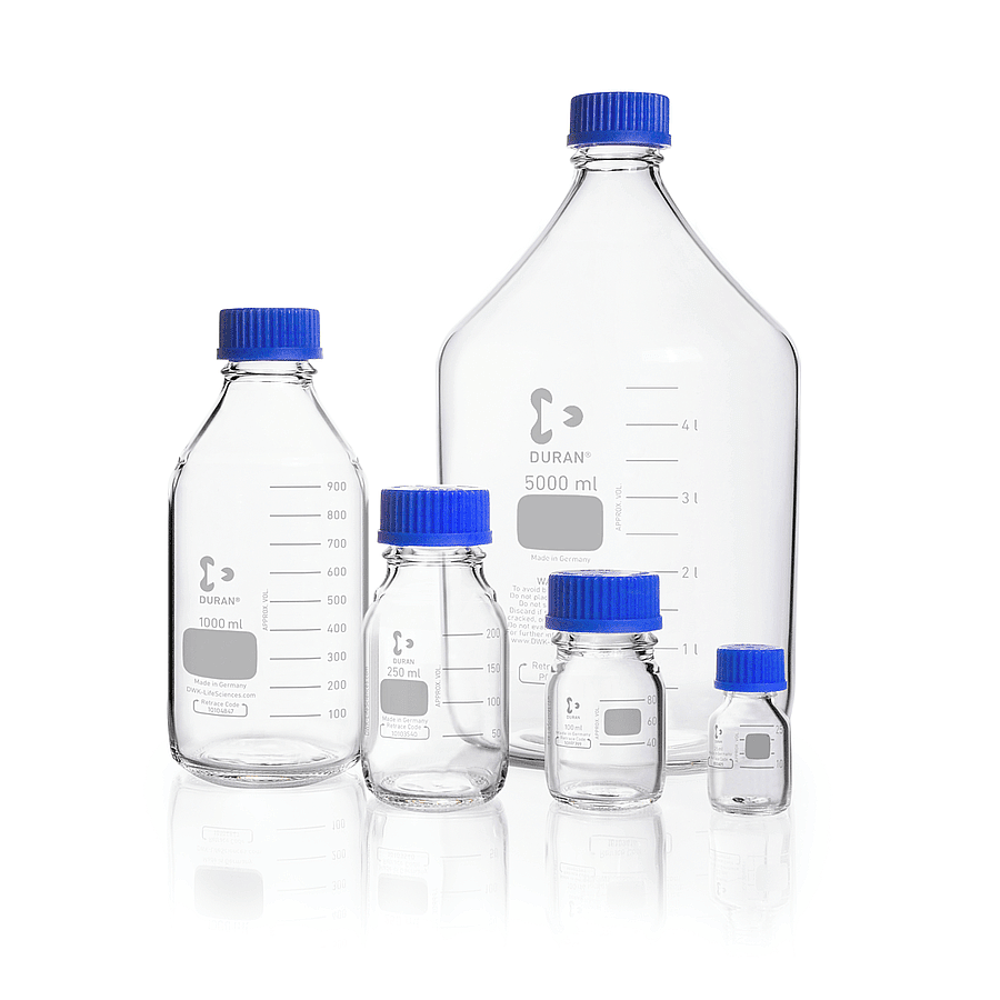 Lab. şişesi, vidalı mavi kapak, taksimatlı, 750 ml - 1