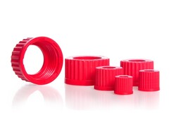 duran wheaton kimble - Delikli kapak,GL 32, PBT,red, aperture bore 20 mm