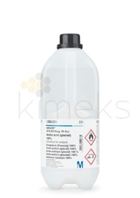 Asetik asit (glacial) %100 analiz için plastik şişe 2,5 Litre