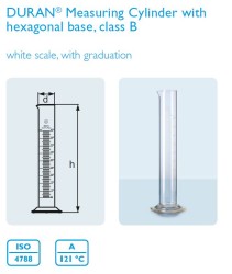 duran wheaton kimble - Mezür, Uzun Tip, Cam Tabanlı, 250 Ml